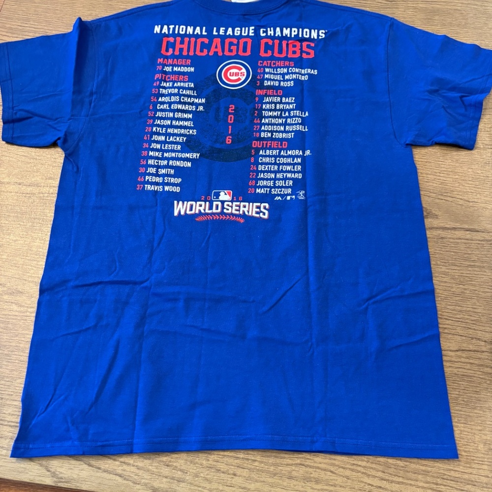 Majestic Chicago Cubs 2016 National League Champs T-Shirt - Picture 6 of 7